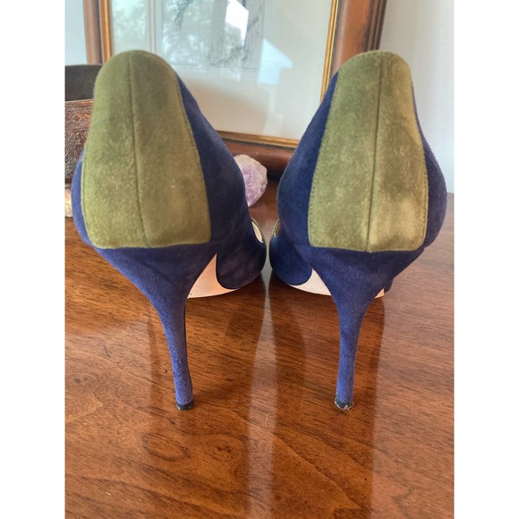 Manolo Blahnik Durut Suede Colorblock Navy 105 - Size 10.5 40.5 40 1/2 - Picture 6 of 7